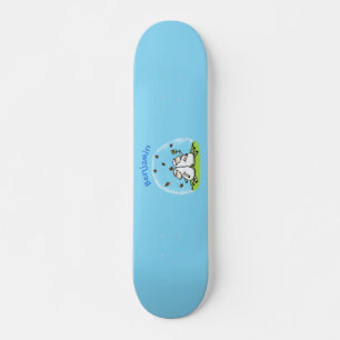 Cute sheep friends and butterflies cartoon skateboard