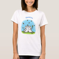 Cute sheep friends and butterflies cartoon