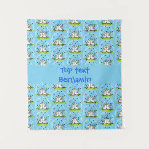 Cute sheep friends and butterflies cartoon tapestry
