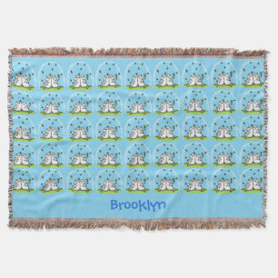 Cute sheep friends and butterflies cartoon throw blanket
