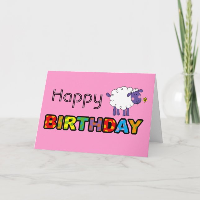 Cute sheep happy birthday card (Front)