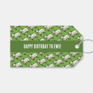 Cute Sheep Happy Birthday To Ewe Pixel Art Pattern Gift Tags