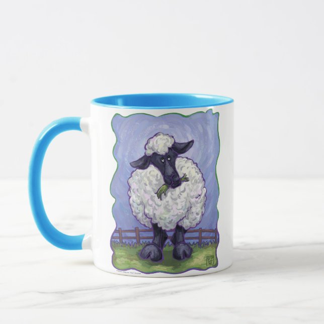Cute Sheep Heads and Tails Hot Cocoa Mug (Left)