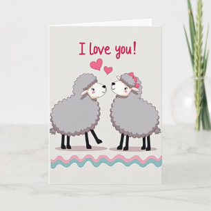 Cute Sheep I Love You Card