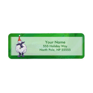 Cute Sheep in Santa Hat On Green