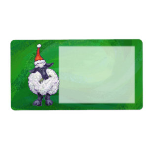 Cute Sheep in Santa Hat On Green