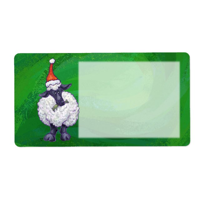 Cute Sheep in Santa Hat On Green (Front)