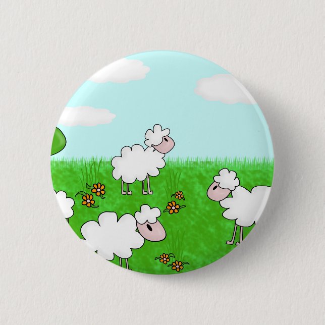 Cute Sheep Kids Illustration 6 Cm Round Badge (Front)