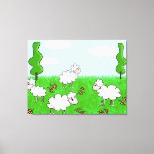 Cute Sheep Kids Illustration Canvas Print