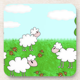 Cute Sheep Kids Illustration Coaster