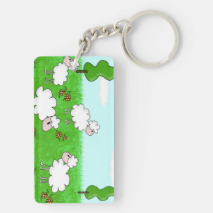 Cute Sheep Kids Illustration Key Ring
