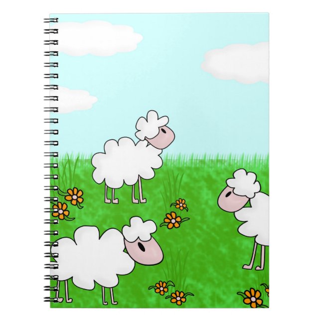 Cute Sheep Kids Illustration Notebook (Front)