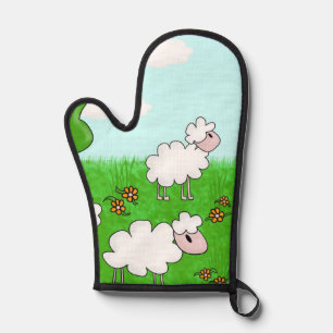 Cute Sheep Kids Illustration Oven Mitt