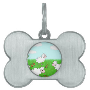 Cute Sheep Kids Illustration Pet Tag