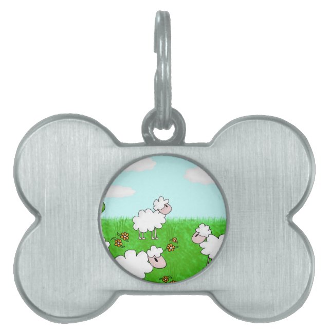Cute Sheep Kids Illustration Pet Tag (Front)
