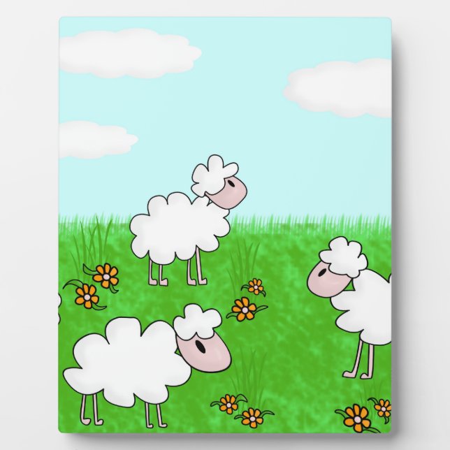 Cute Sheep Kids Illustration Plaque (Front)