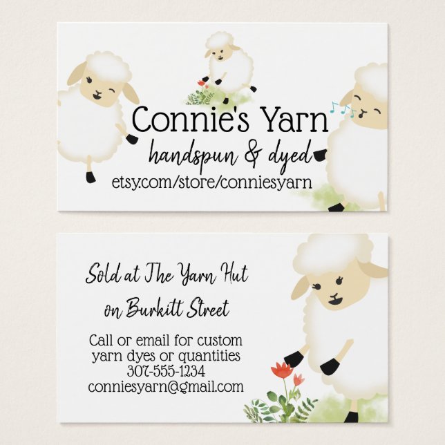 Cute sheep knitting crochet yarn business card (Front & Back)