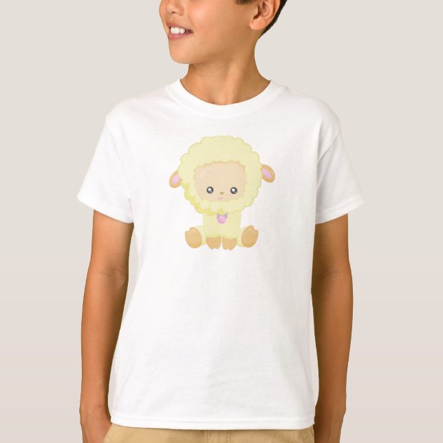 Cute Sheep, Little Sheep, Baby Sheep, Yellow Sheep T-Shirt (Front)