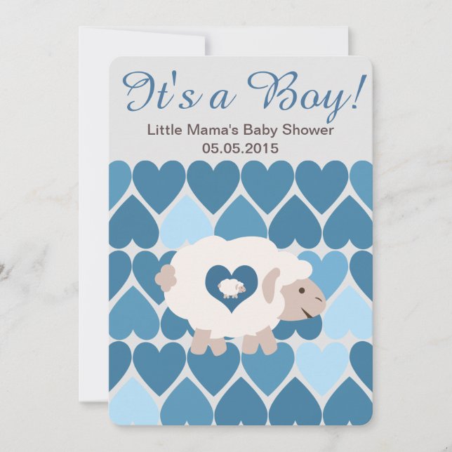 Cute Sheep Mama It's a Boy! Baby Shower Invitation (Front)
