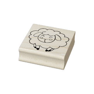 Cute Sheep - Maple Wood Art Stamp
