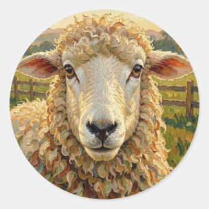 Cute Sheep on a Ranch    Farm Animals Classic Round Sticker