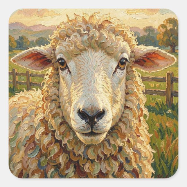 Cute Sheep on a Ranch  | Farm Animals Square Sticker (Front)