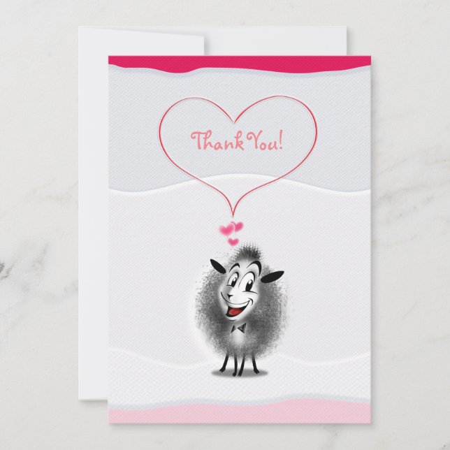 Cute Sheep Paper Art Lovely Thank You Card (Front)