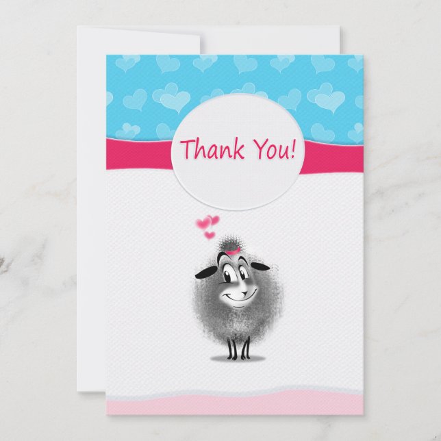 Cute Sheep Paper Art Lovely Thank You Card (Front)