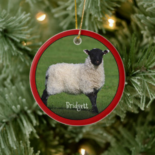 Cute Sheep Personalised Ceramic Ornament