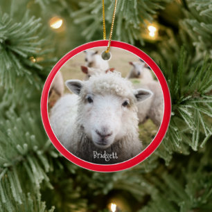 Cute Sheep Personalised Ceramic Ornament