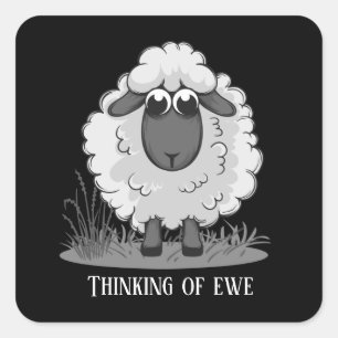 cute sheep thinking you add text square sticker