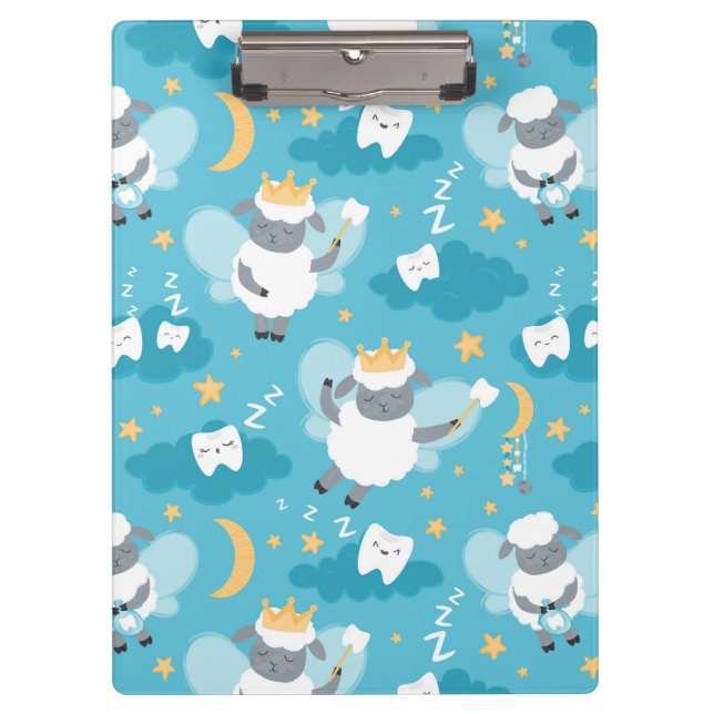 Cute Sheep Tooth Fairy Dentist Hygienist  Clipboard (Front)