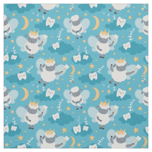 Cute Sheep Tooth Fairy Dentist Hygienist  Fabric (Swatch)