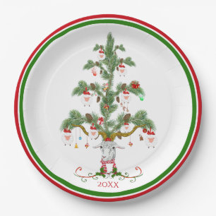 Cute Sheep Tree Fleece Navidad Paper Plate