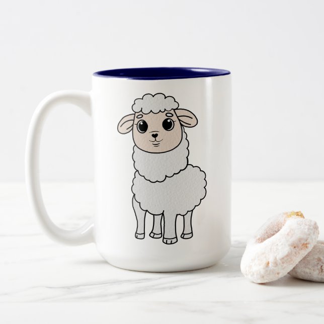 Cute Sheep Two-Tone Coffee Mug (With Donut)