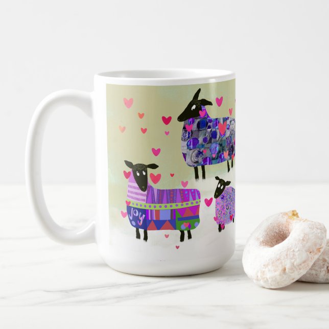 Cute Sheep Valentine's Day Ceramic Mug (With Donut)