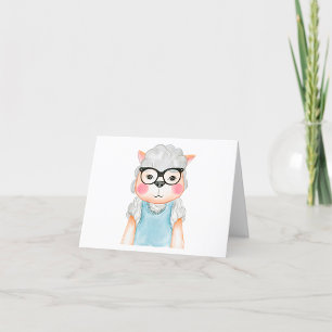 Cute Sheep Wearing Glasses Thank You Card