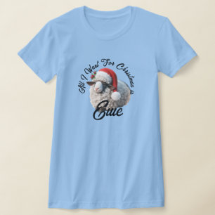 Cute Sheep Wearing Santa Hat Christmas T-Shirt