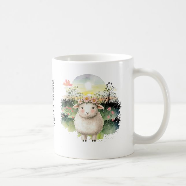 Cute Sheep with custom text Coffee Mug (Right)