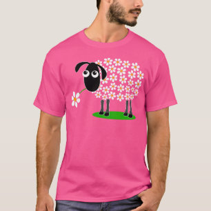 Cute Sheep With Flower Wool For Girls Women T-Shirt