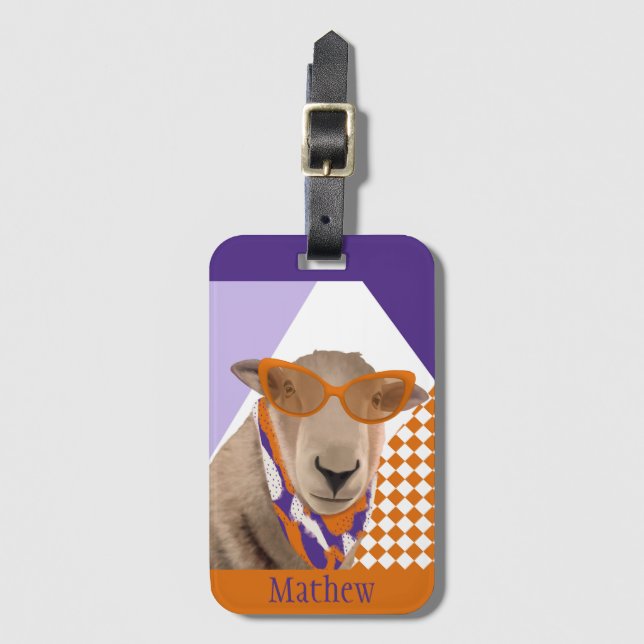 Cute Sheep With Glasses  Luggage Tag (Front Vertical)