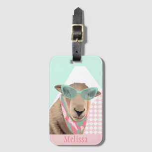 Cute Sheep With Glasses Luggage Tag