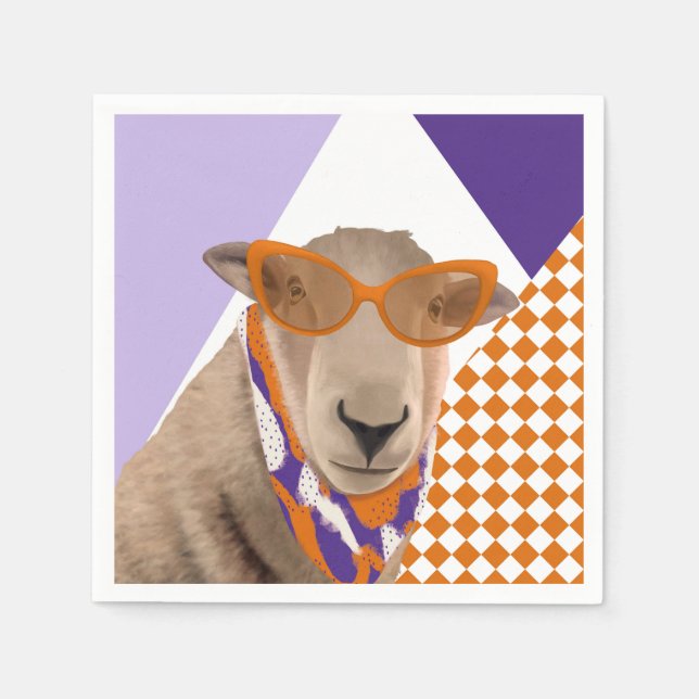 Cute Sheep With Glasses  Napkin (Front)