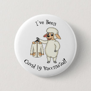 Cute sheep with jacket cartoon  6 cm round badge