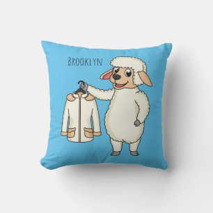 Cute sheep with jacket cartoon cushion