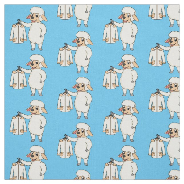 Cute sheep with jacket cartoon  fabric (Swatch)