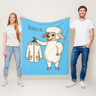 Cute sheep with jacket cartoon fleece blanket