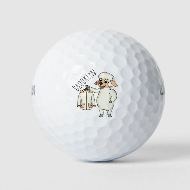 Cute sheep with jacket cartoon golf balls (Front)