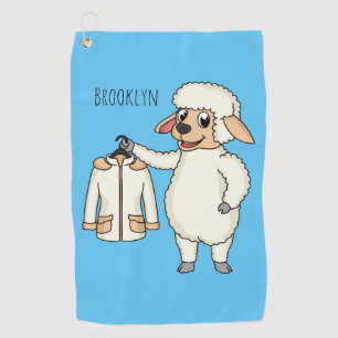 Cute sheep with jacket cartoon golf towel