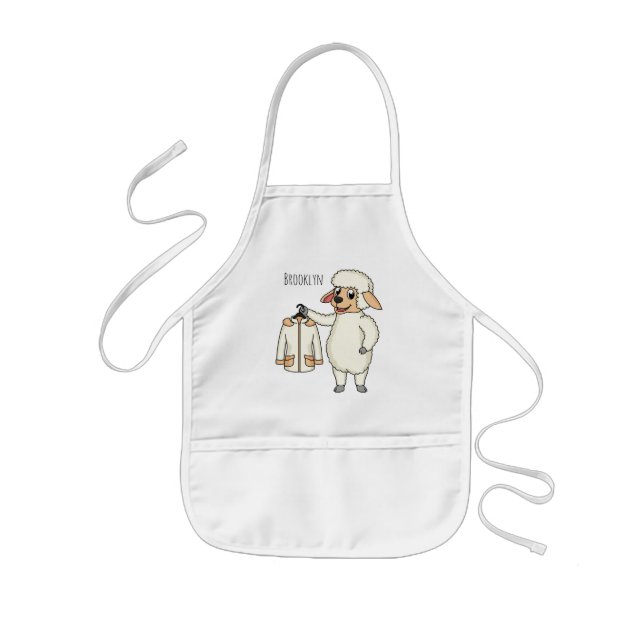Cute sheep with jacket cartoon kids apron (Front)